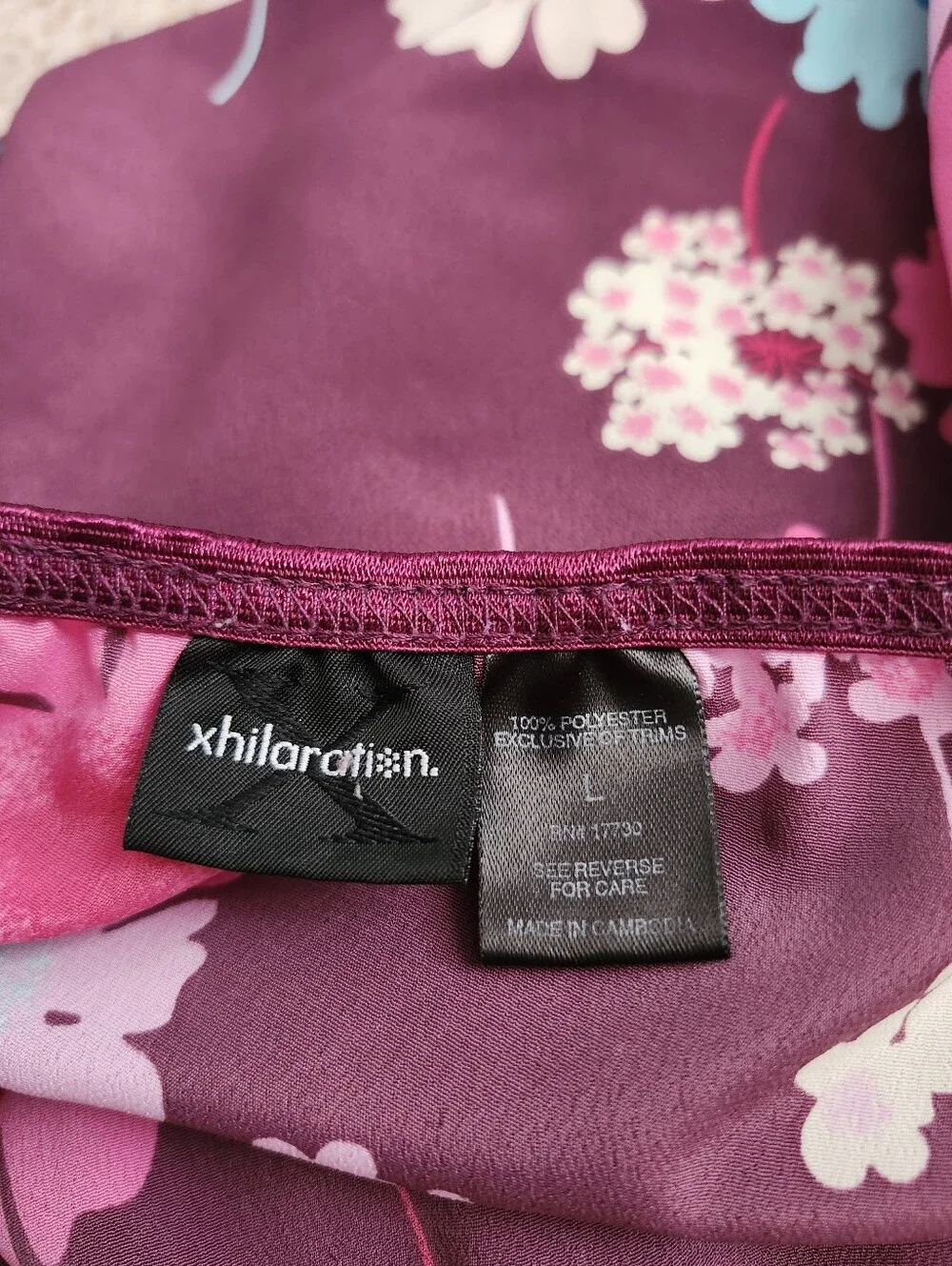 Xhilaration Purple Floral A-Line Skirt with Pink & Teal Flowers